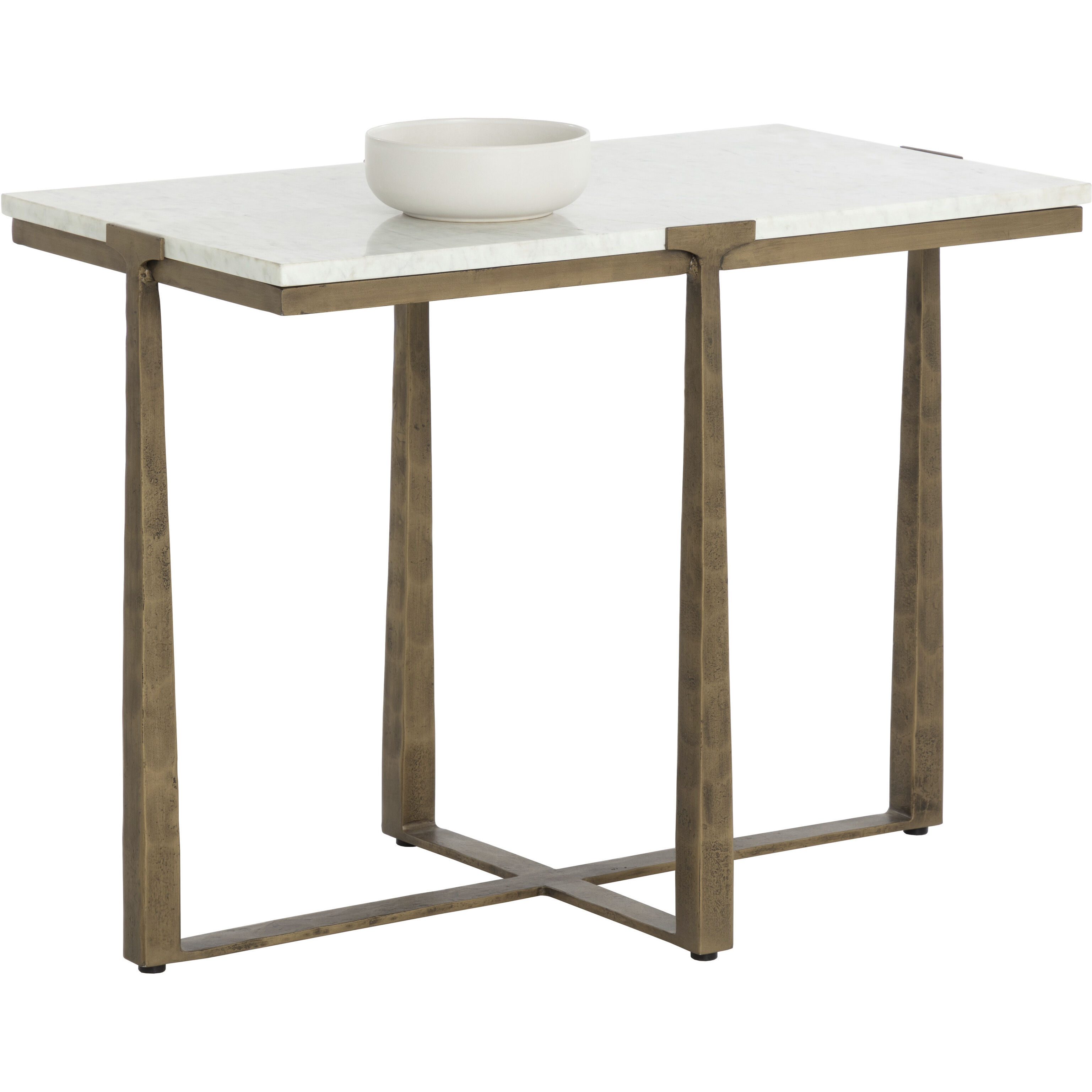 Cowell 28 X 21 inch White / Antique Brass Side Table